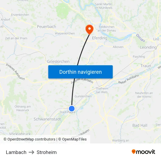 Lambach to Stroheim map