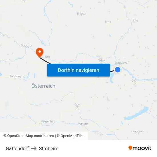 Gattendorf to Stroheim map