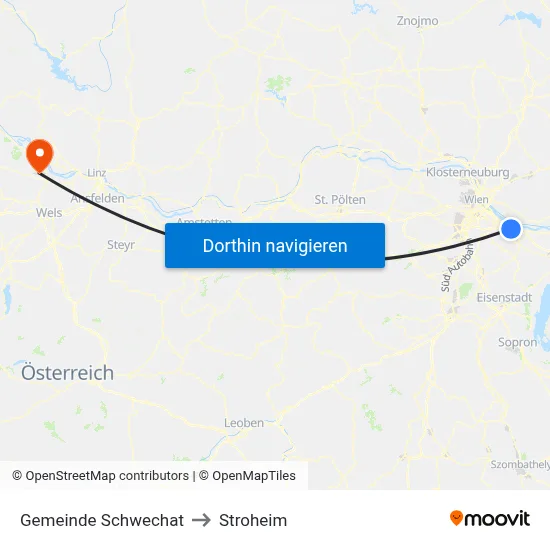 Gemeinde Schwechat to Stroheim map
