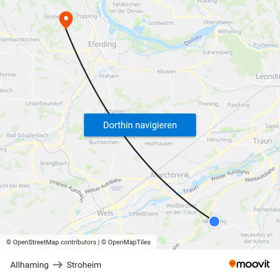 Allhaming to Stroheim map