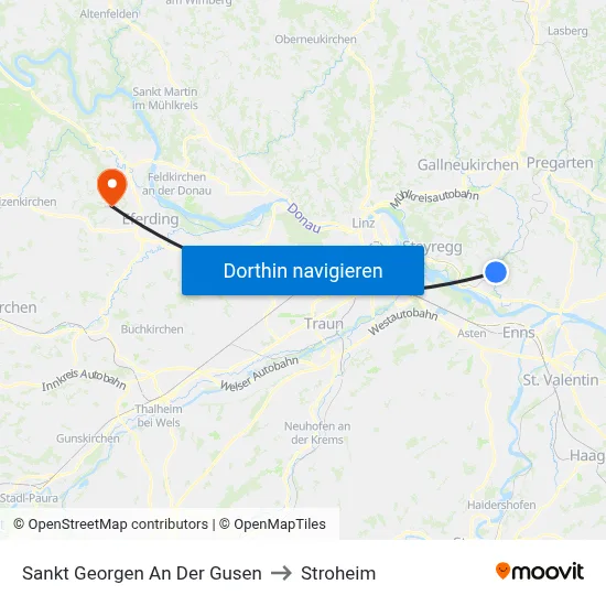 Sankt Georgen An Der Gusen to Stroheim map