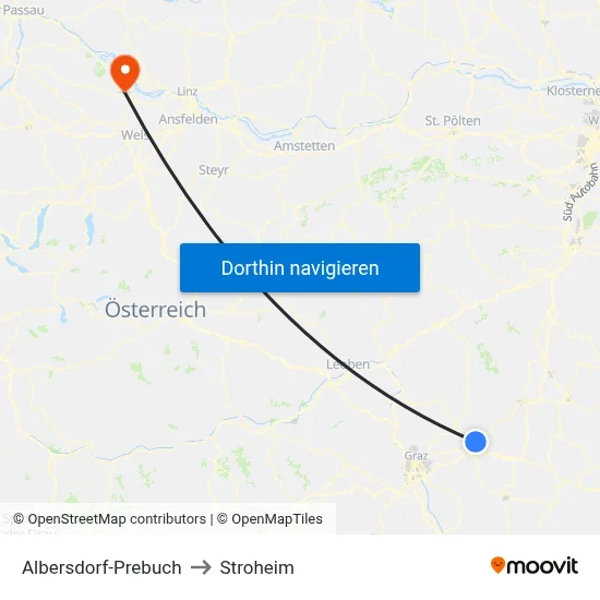 Albersdorf-Prebuch to Stroheim map