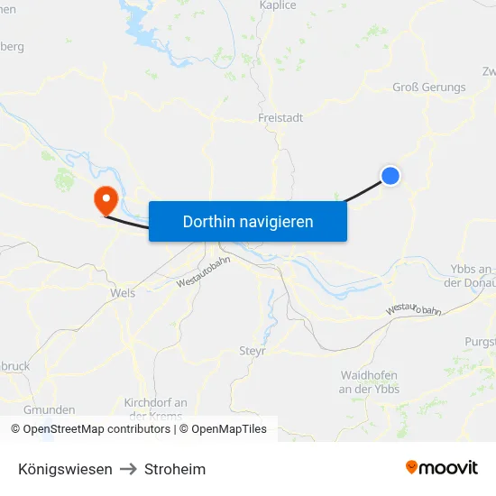 Königswiesen to Stroheim map