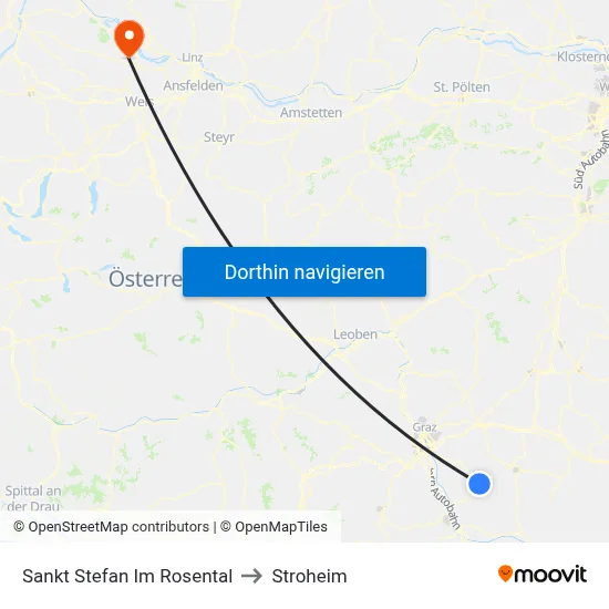 Sankt Stefan Im Rosental to Stroheim map