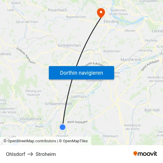 Ohlsdorf to Stroheim map