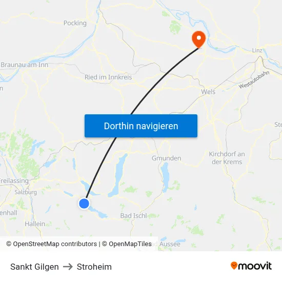 Sankt Gilgen to Stroheim map