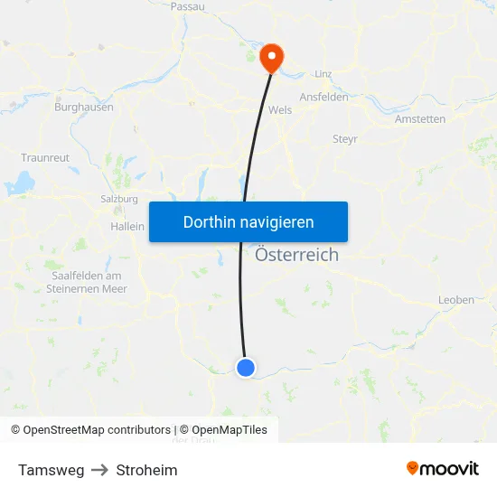 Tamsweg to Stroheim map