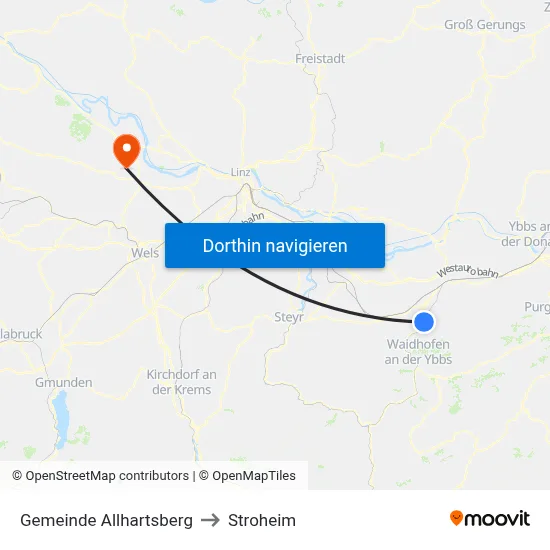 Gemeinde Allhartsberg to Stroheim map