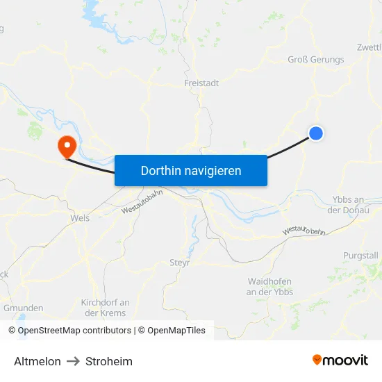 Altmelon to Stroheim map