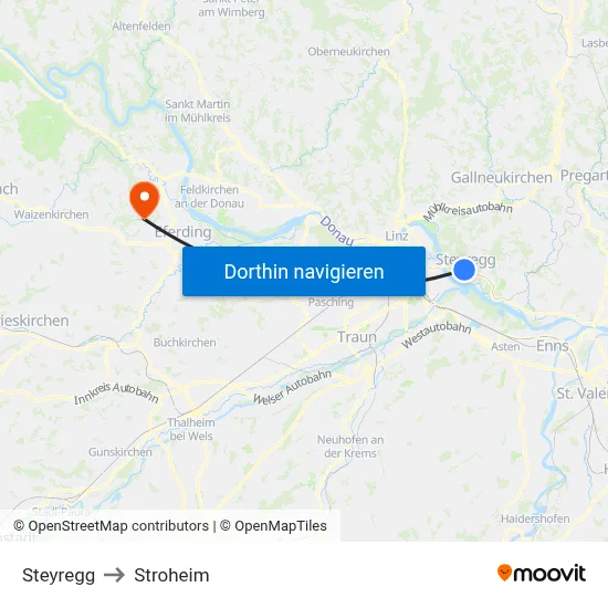Steyregg to Stroheim map