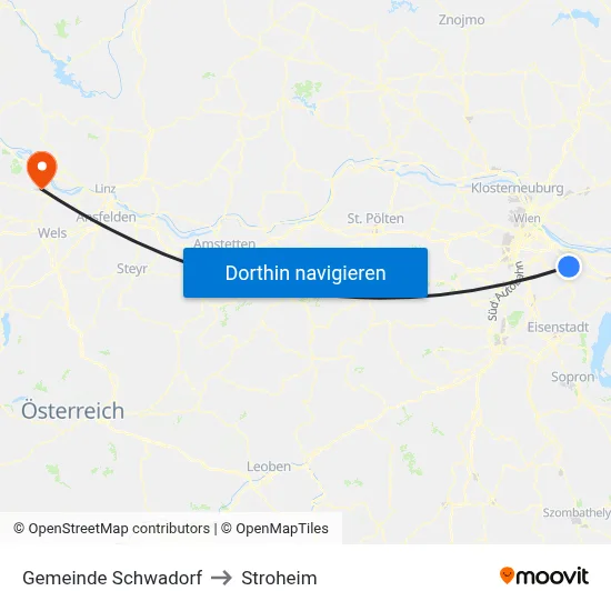 Gemeinde Schwadorf to Stroheim map