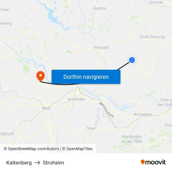 Kaltenberg to Stroheim map