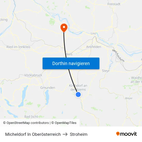 Micheldorf In Oberösterreich to Stroheim map