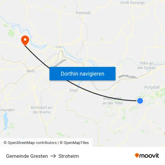 Gemeinde Gresten to Stroheim map