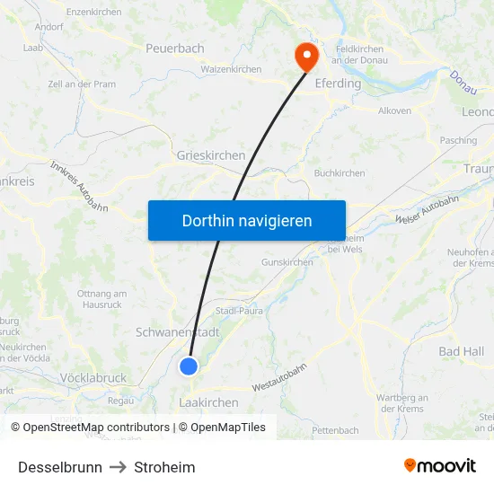 Desselbrunn to Stroheim map