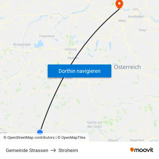 Gemeinde Strassen to Stroheim map