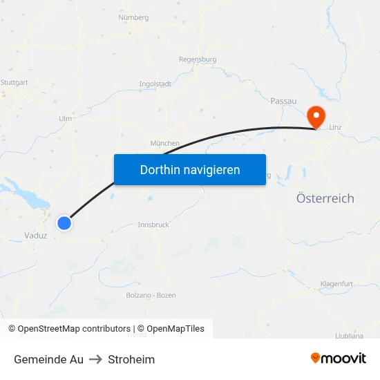 Gemeinde Au to Stroheim map