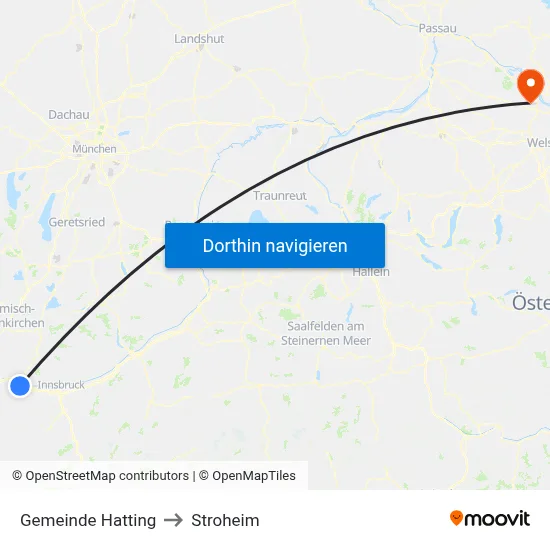 Gemeinde Hatting to Stroheim map