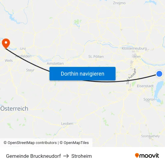 Gemeinde Bruckneudorf to Stroheim map
