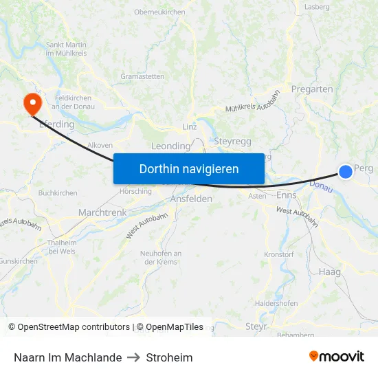 Naarn Im Machlande to Stroheim map