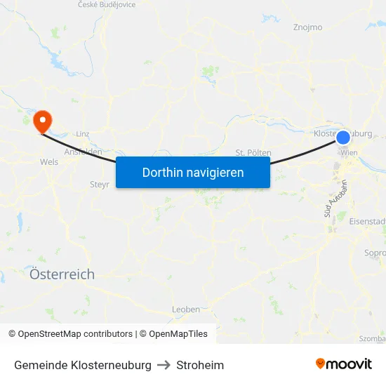Gemeinde Klosterneuburg to Stroheim map