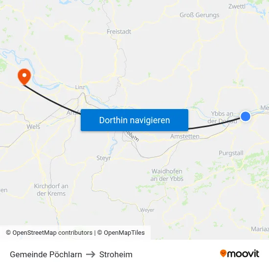 Gemeinde Pöchlarn to Stroheim map