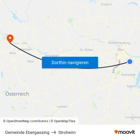 Gemeinde Ebergassing to Stroheim map