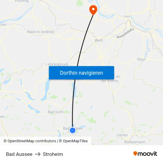 Bad Aussee to Stroheim map