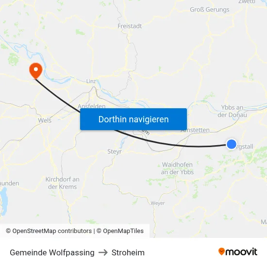 Gemeinde Wolfpassing to Stroheim map