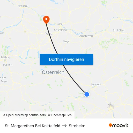 St. Margarethen Bei Knittelfeld to Stroheim map