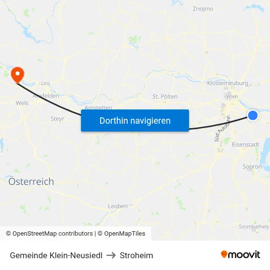 Gemeinde Klein-Neusiedl to Stroheim map