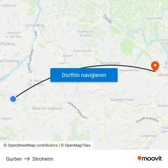 Gurten to Stroheim map