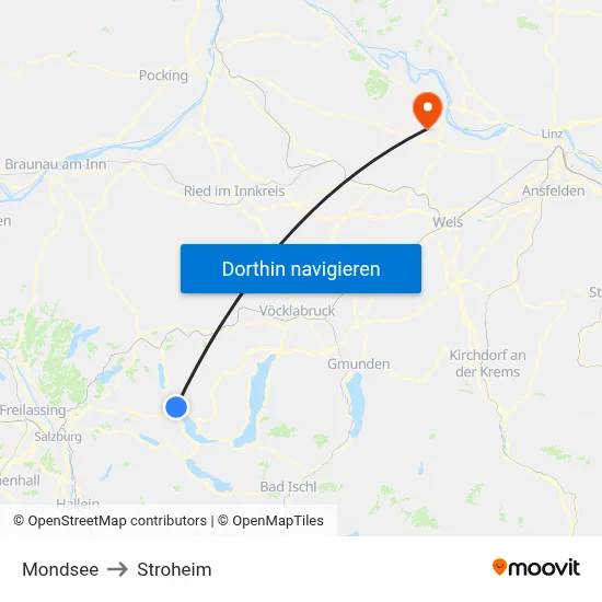 Mondsee to Stroheim map