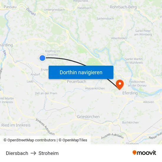 Diersbach to Stroheim map