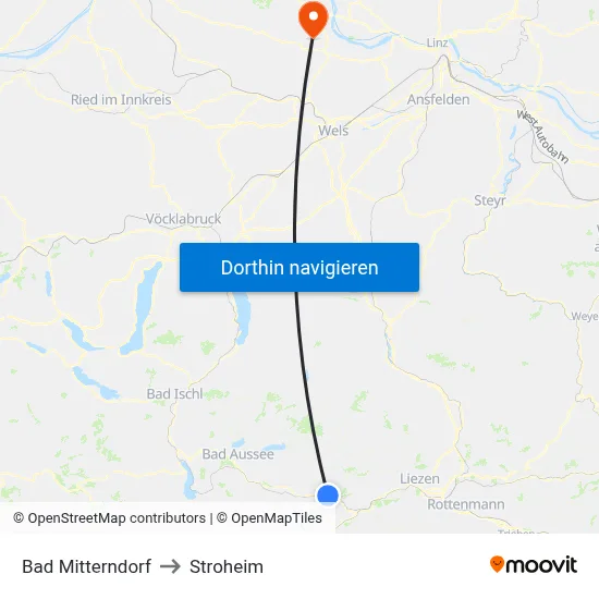 Bad Mitterndorf to Stroheim map