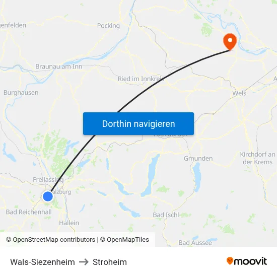 Wals-Siezenheim to Stroheim map
