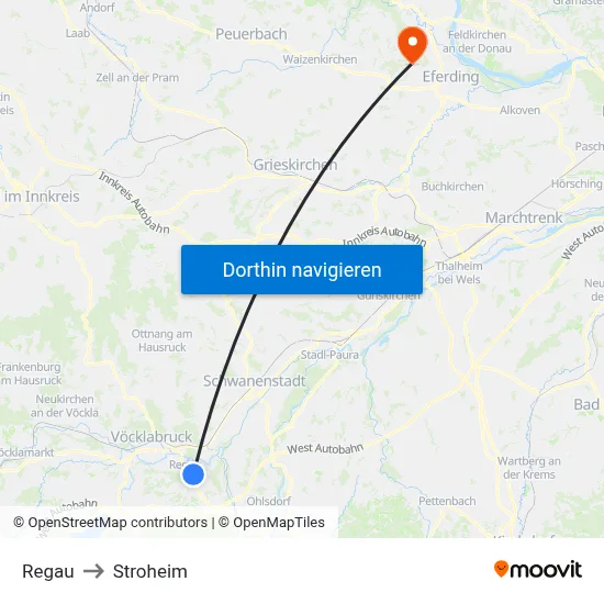 Regau to Stroheim map