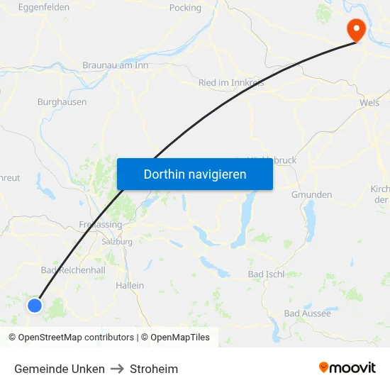 Gemeinde Unken to Stroheim map