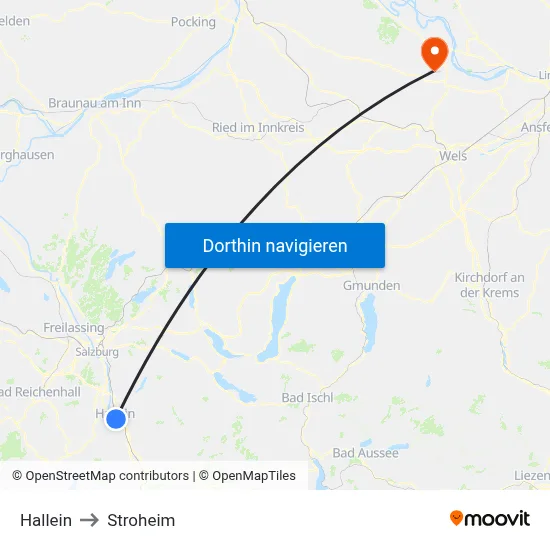 Hallein to Stroheim map