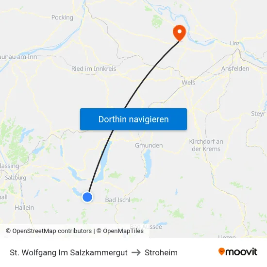 St. Wolfgang Im Salzkammergut to Stroheim map