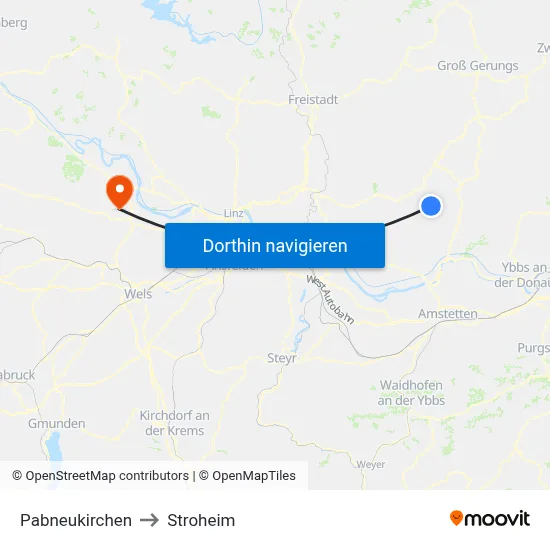 Pabneukirchen to Stroheim map