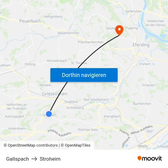 Gallspach to Stroheim map