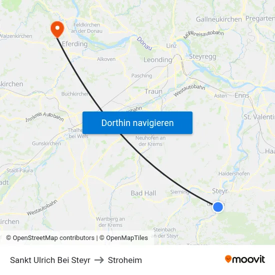 Sankt Ulrich Bei Steyr to Stroheim map