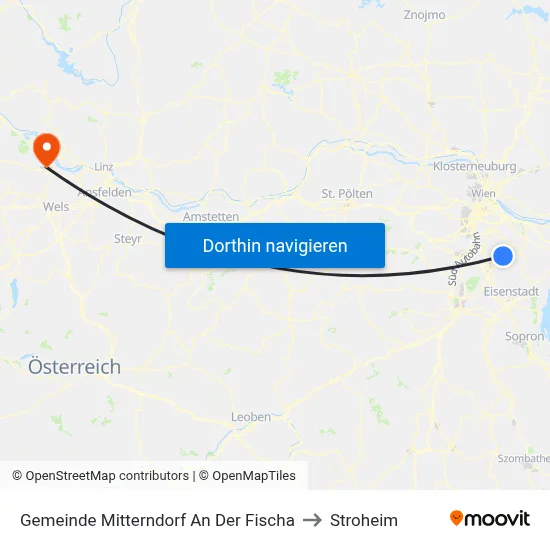Gemeinde Mitterndorf An Der Fischa to Stroheim map