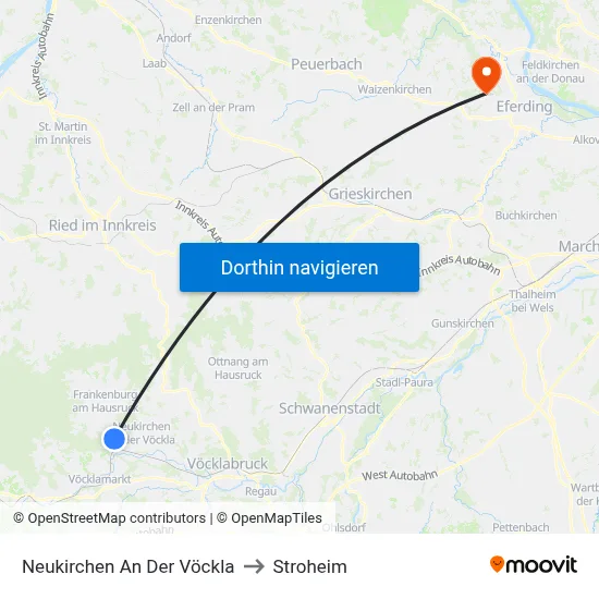 Neukirchen An Der Vöckla to Stroheim map