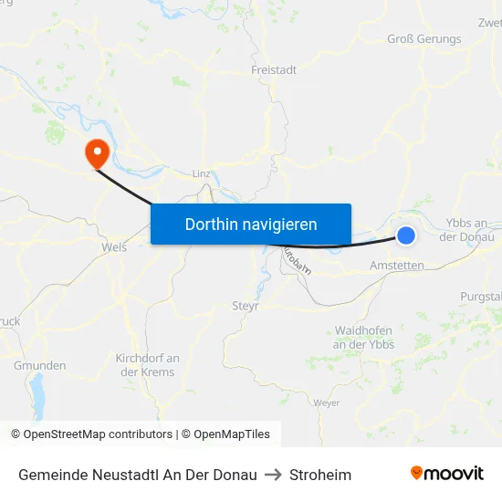 Gemeinde Neustadtl An Der Donau to Stroheim map