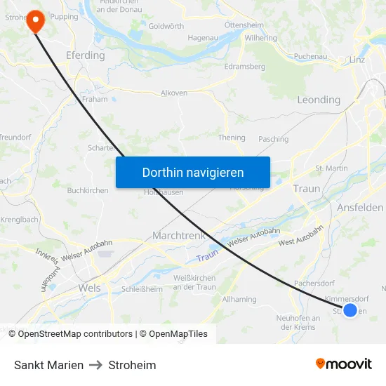 Sankt Marien to Stroheim map
