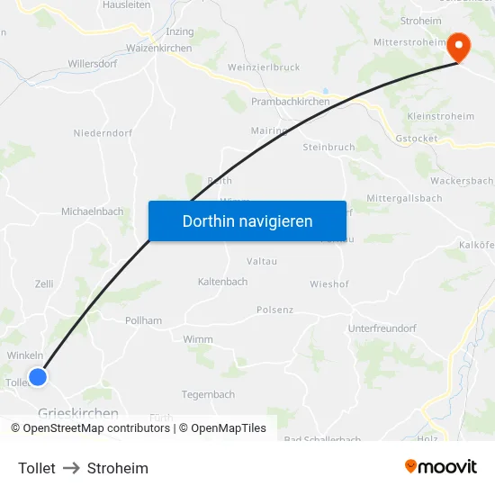 Tollet to Stroheim map