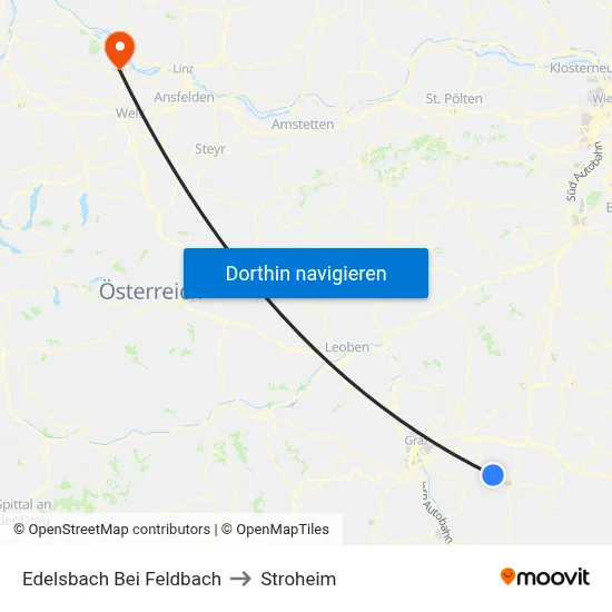 Edelsbach Bei Feldbach to Stroheim map