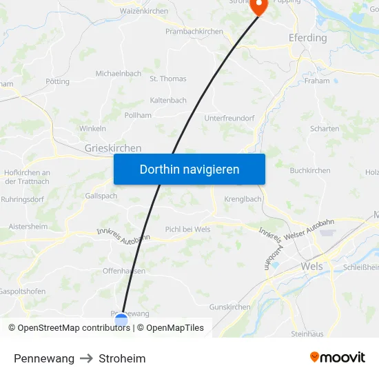 Pennewang to Stroheim map